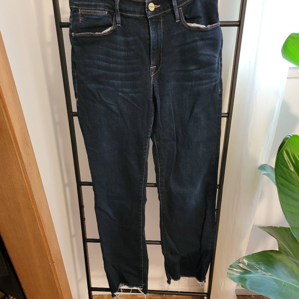 Frame Denim, kick crop cut, ripped bottom